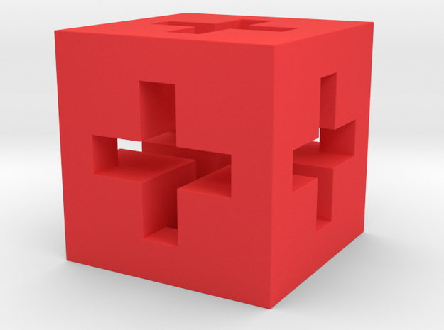 3D Swiss Cube  in Red Processed Versatile Plastic