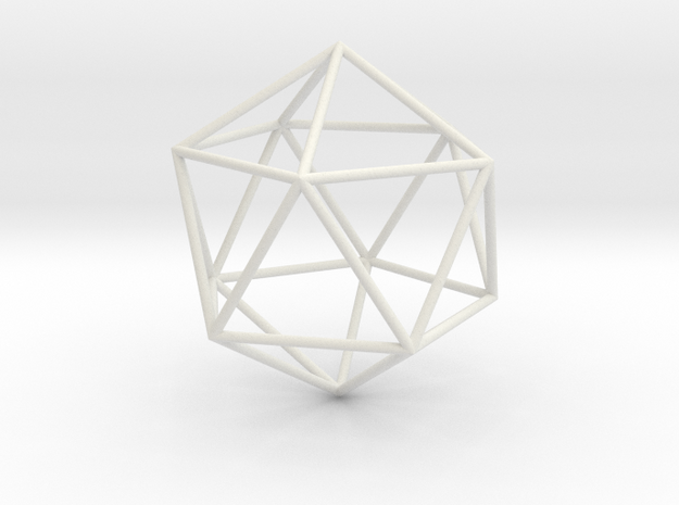 Icosahedron 100mm in White Natural Versatile Plastic