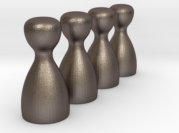 4x Game Pieces [STEEL] in Polished Bronzed Silver Steel