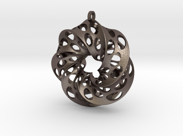 Mobius Square with Circles in Polished Bronzed Silver Steel