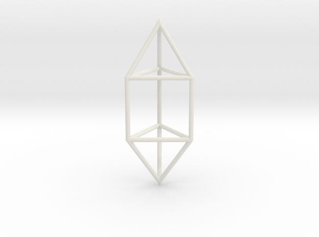 ElongatedTriangularDipyramid 70mm in White Natural Versatile Plastic