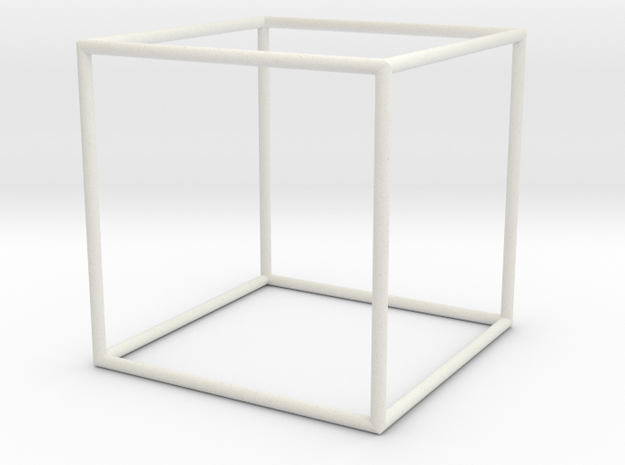 Cube 70mm in White Natural Versatile Plastic