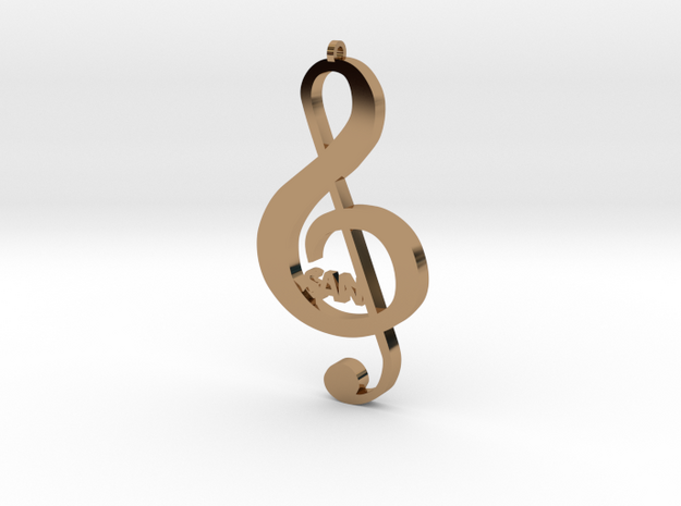 Treble Clef Music Symbol in Polished Brass