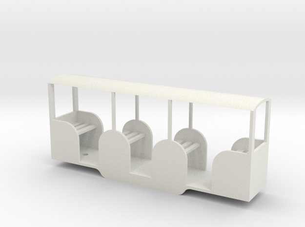 Miniature Railway Coach 1:29th on 9mm in White Natural Versatile Plastic
