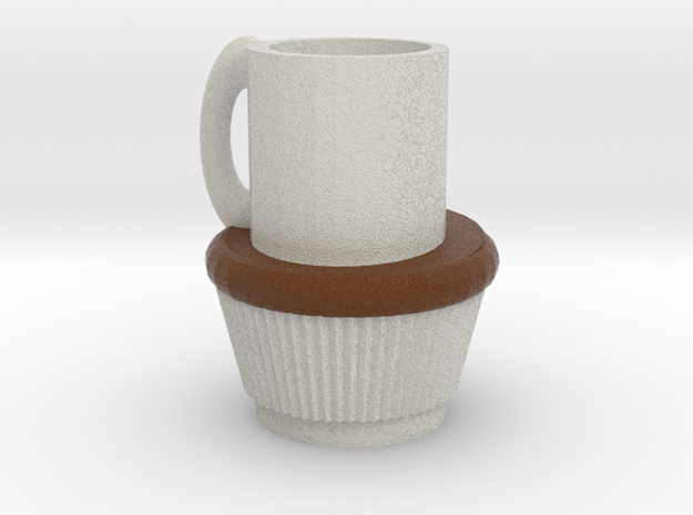 Fullsized Cupcake With Coffee cup in Full Color Sandstone