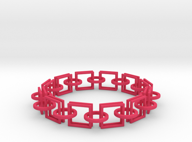 Circles and Squares Bracelets in Pink Processed Versatile Plastic