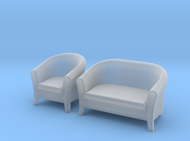 1:48 Club-Style Sofa Set in Tan Fine Detail Plastic