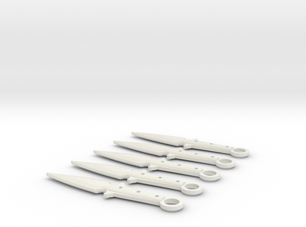 1:6 scale throwing knife x5 in White Natural Versatile Plastic