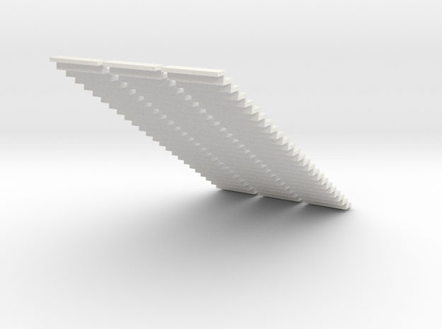 1200 Wide Stair 4mm Scale X 3 in White Natural Versatile Plastic