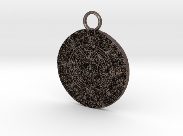 mayan pendant 3c5 thin2 in Polished Bronzed Silver Steel