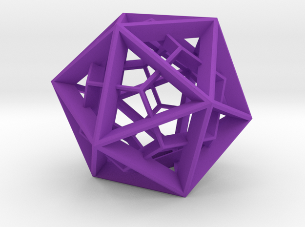 Polyhedral Sculpture #26 - Pendant in Purple Processed Versatile Plastic