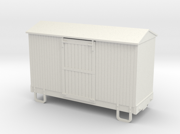 55n9 13ft 4 wheeled box car - peaked roof  in White Natural Versatile Plastic