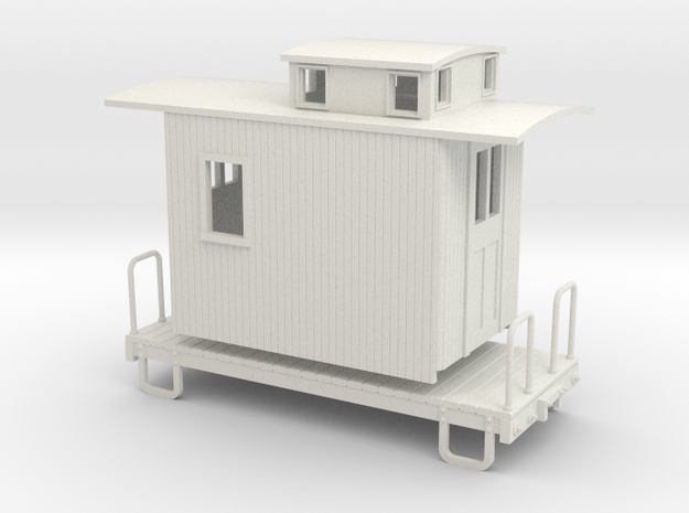 On30 14ft 4w Caboose in White Natural Versatile Plastic