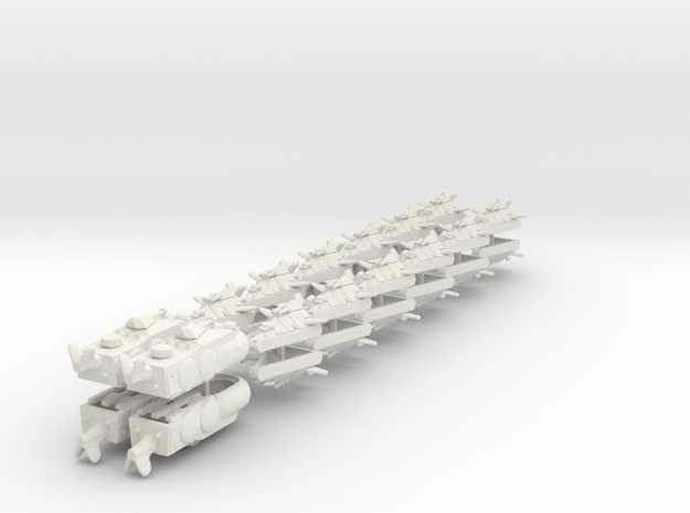 UK Ground Support Fleet (28 ships) 6mm in White Natural Versatile Plastic