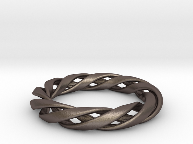 Toroid Spiral (3-strand, 1-piece, 2.0mm thickness) in Polished Bronzed Silver Steel