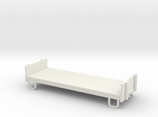 On30 16ft flat car - low ends  in White Natural Versatile Plastic