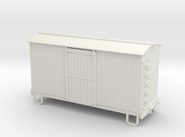 On30 16ft Box car (round roof)  in White Natural Versatile Plastic