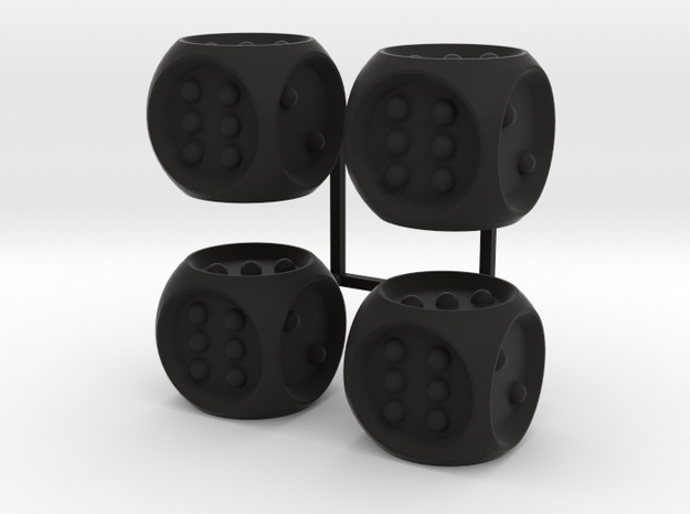 Braille Dice x4 in Black Natural Versatile Plastic