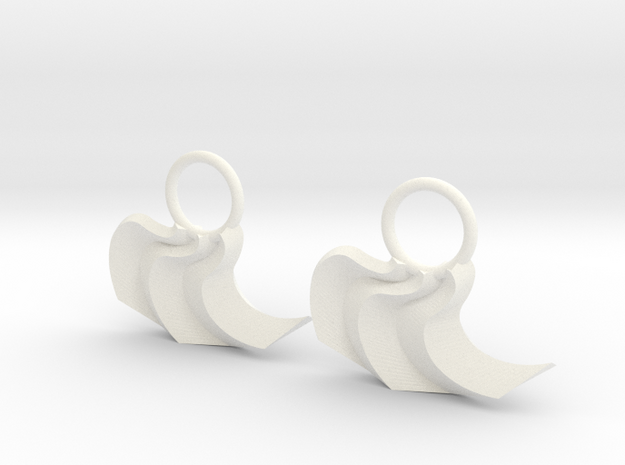 Origami:  Curve Fold Earrings in White Processed Versatile Plastic