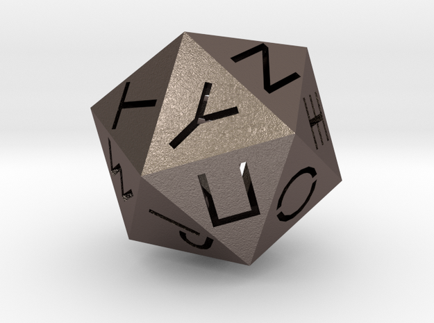 d20 in Polished Bronzed Silver Steel