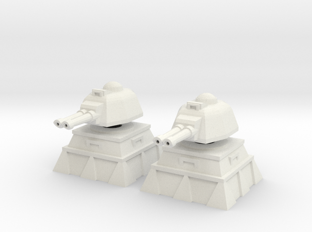 28mm Lascannon Turret and Bunker (x2) in White Natural Versatile Plastic