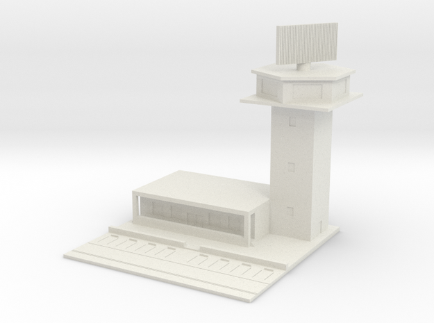 1/700 Control Tower And RADAR With Carpark in White Natural Versatile Plastic