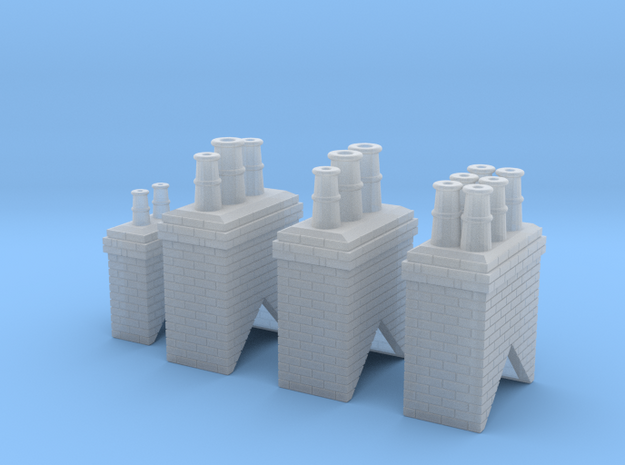 Chimney Types 1,2,3 & 4 N Scale in Smooth Fine Detail Plastic