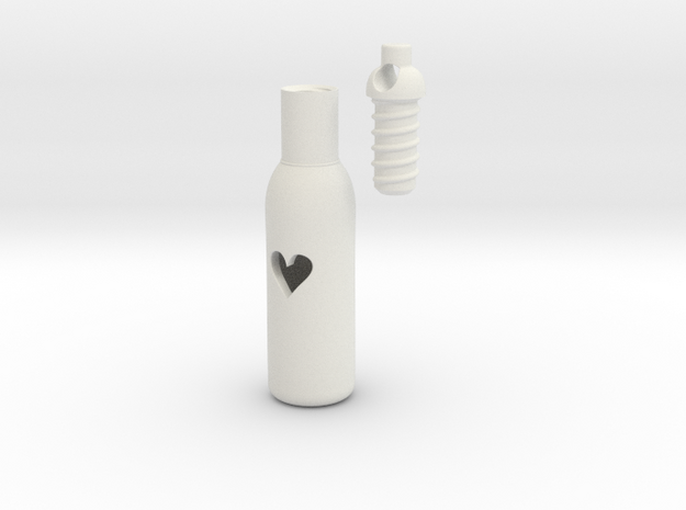 Message In A Bottle -Open Heart Version in White Natural Versatile Plastic