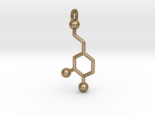 Dopamine Molecule in Polished Gold Steel