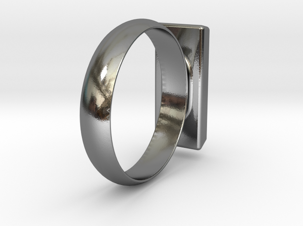 Golden Brick Ring  in Polished Silver