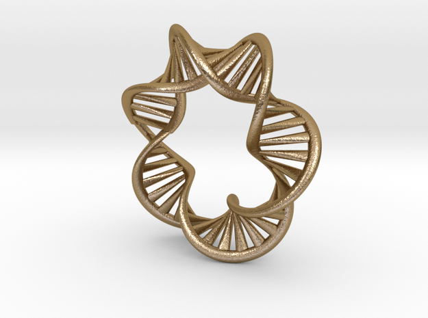 DNA Ring in Polished Gold Steel