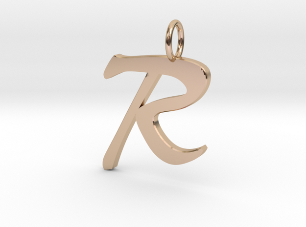 RClassic Script Initial Pendant Letter  in 14k Rose Gold