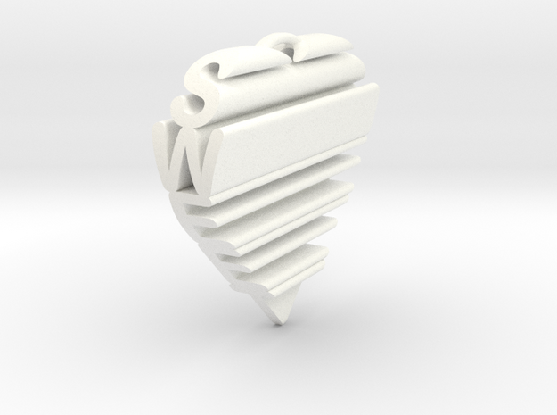 Sweet Heart Pendant in White Processed Versatile Plastic