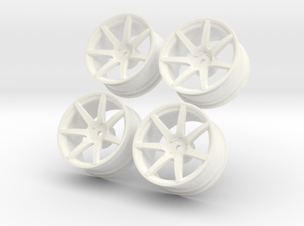 1/10 Touring Car Vossen CV7  Wheel Set  in White Processed Versatile Plastic