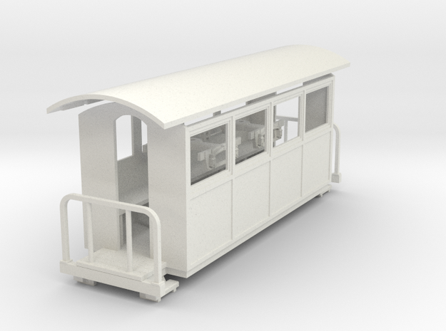 1:32/1:35 long end balcony coach in White Natural Versatile Plastic