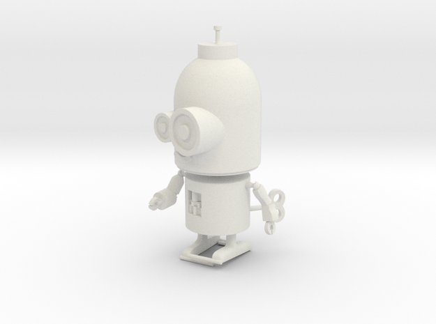 Little Wind-Up Copperbot Printing Model in White Natural Versatile Plastic