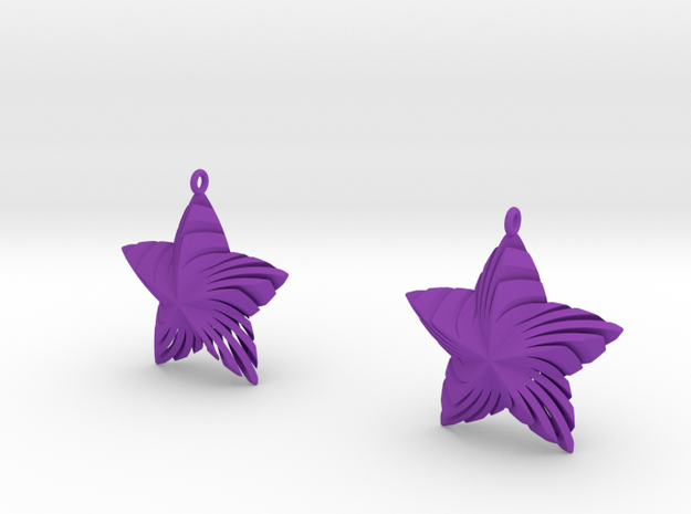 Tortuous Stars Earrings in Purple Processed Versatile Plastic