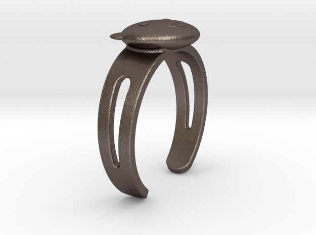Kuma-san (Bear) Ring in Polished Bronzed Silver Steel