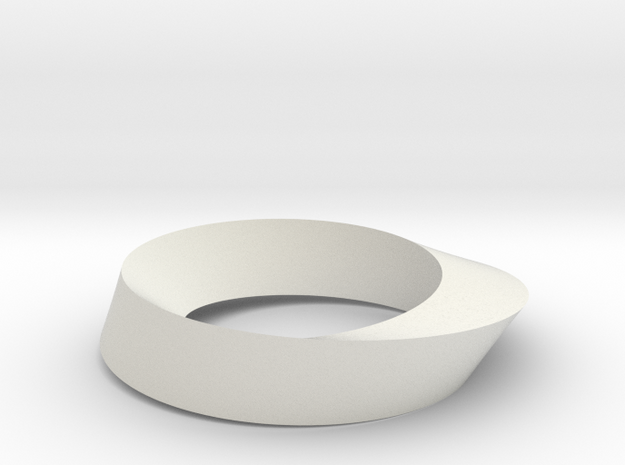 Mobius Loop - Triangle 1/3 twist in White Natural Versatile Plastic
