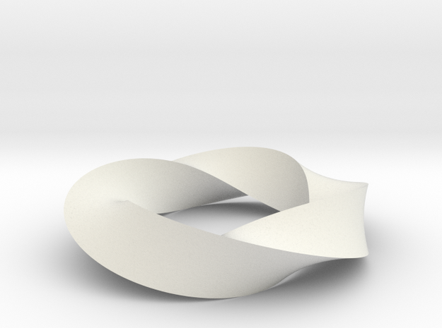 Mobius Loop - Triangle 4/3 twist in White Natural Versatile Plastic