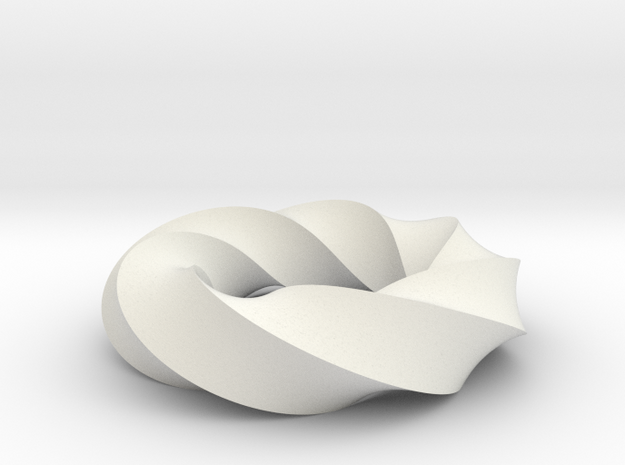 Mobius Loop - Square 7/4 twist in White Natural Versatile Plastic