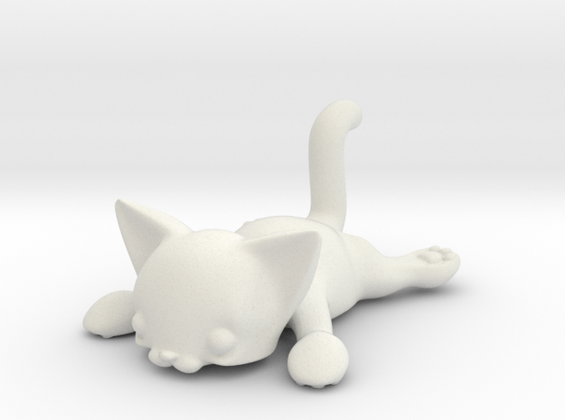 Flat Cat in White Natural Versatile Plastic