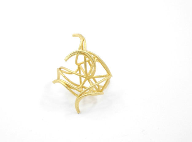 Aster Ring (Large) Size 9 in Polished Gold Steel