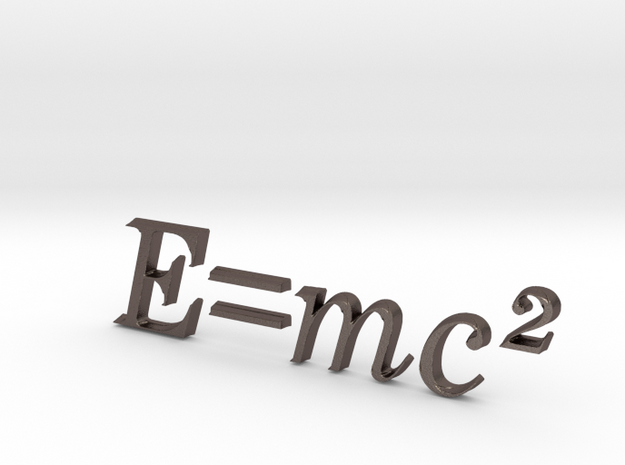 E=mc^2 3D A in Polished Bronzed Silver Steel