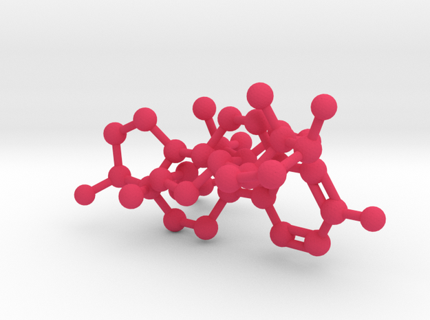 Testosterone Estrogen molecules crosslinked in Pink Processed Versatile Plastic