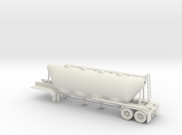 HO 1/87 Dry Bulk Trailer 01 (bigger tank) in White Natural Versatile Plastic