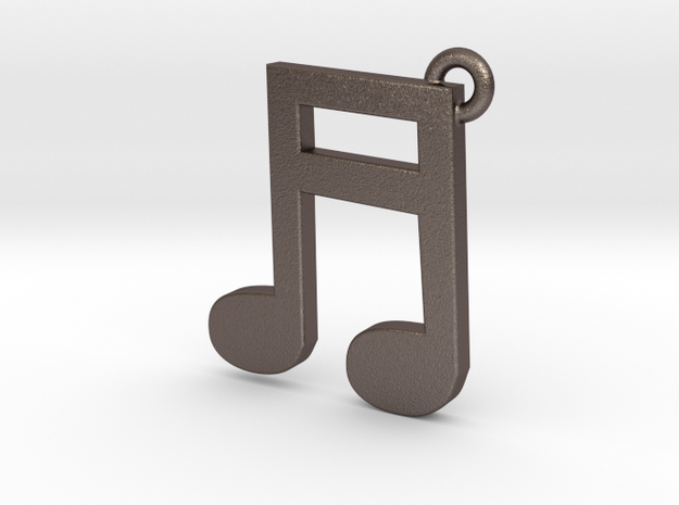 Music Note Pendant in Polished Bronzed Silver Steel