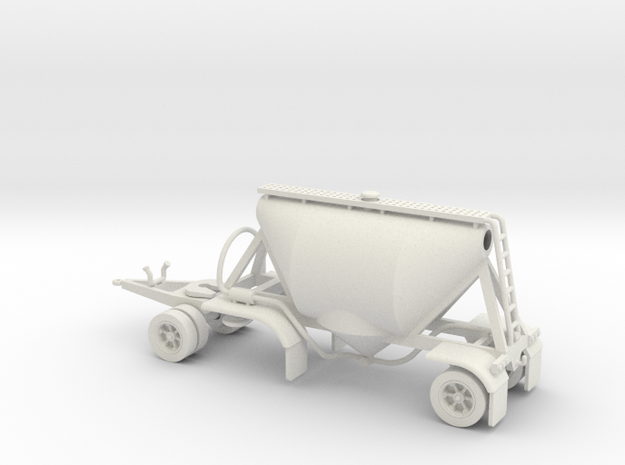HO 1/87 Shorty Dry Bulk Trailer 07a (pup & dolly) in White Natural Versatile Plastic