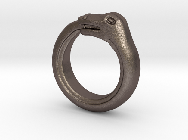 Ouroboros Ring in Polished Bronzed Silver Steel