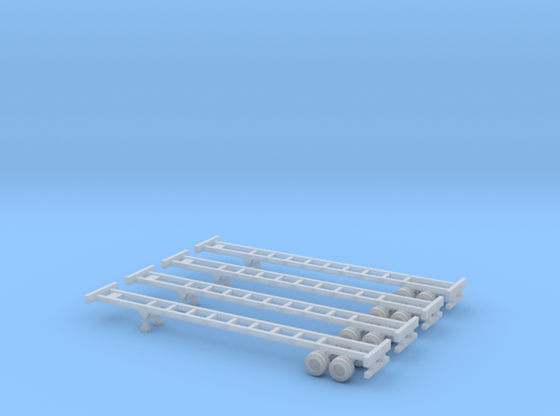 53 foot Container Chassis II - Set of 4 - Z scale in Tan Fine Detail Plastic